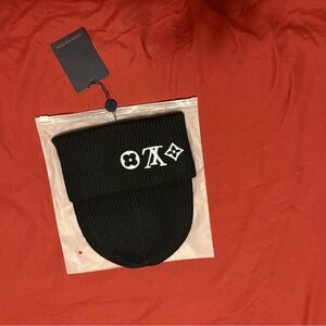 Louis Vuitton Black Knit Hat with Blue Tag